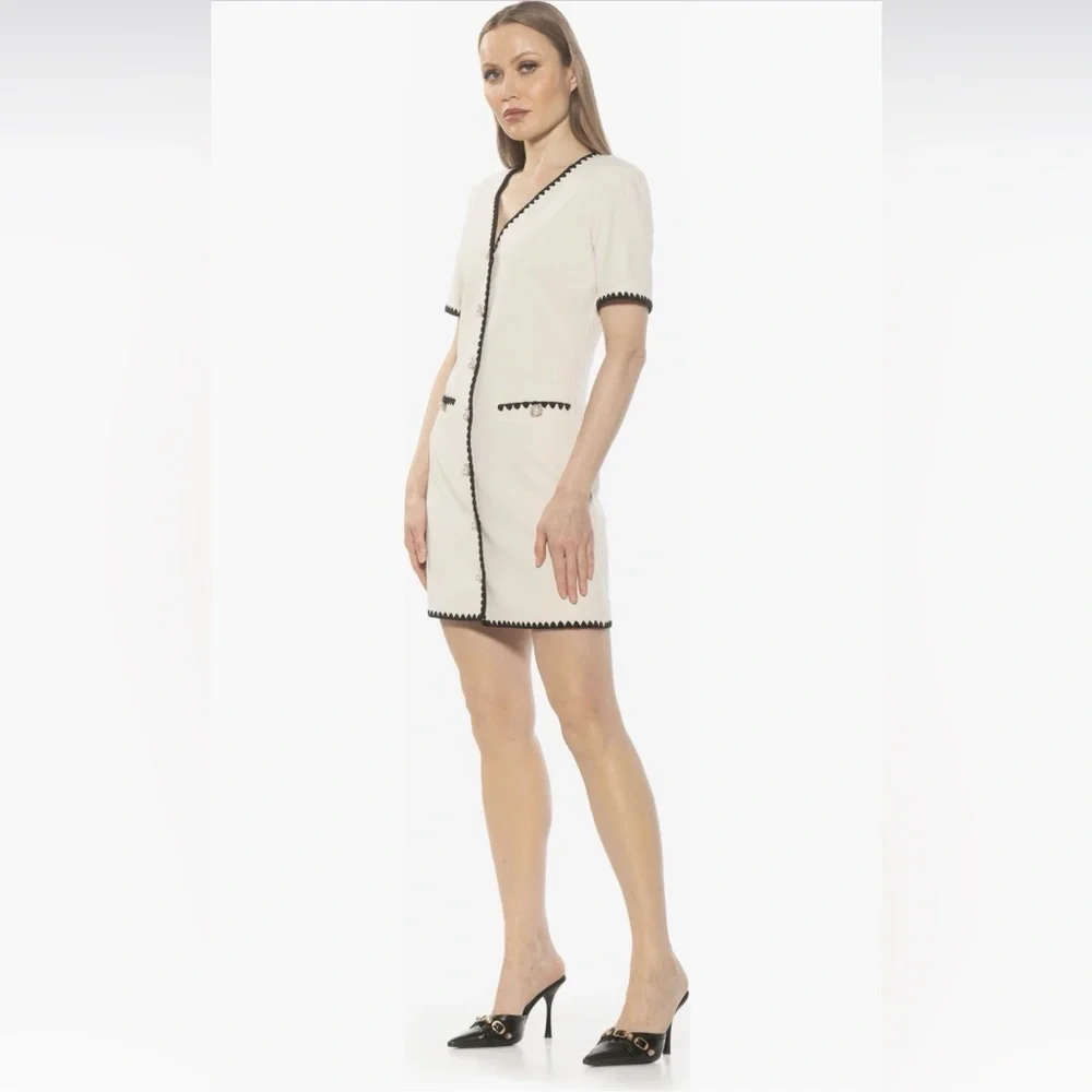 Alexia Admor Jaiya V-Neck Scuba Crepe Button-Down Dress | Size 10 | NWOT - Picture 6 of 8